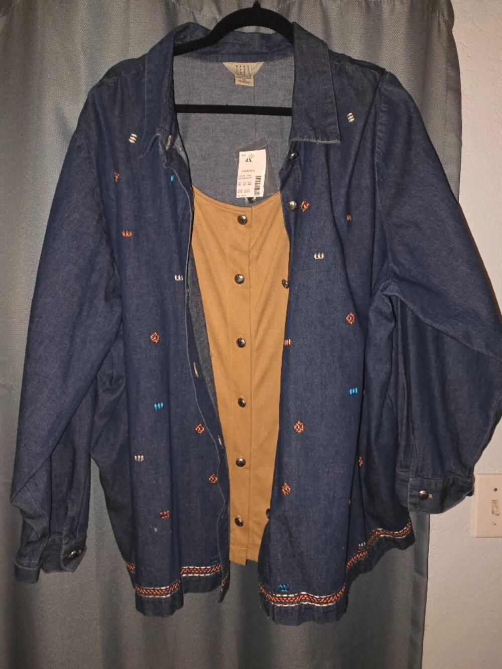 NWT Teddy Denim Layered Vest Jacket Plus Size 4x Lagenlook BOHO